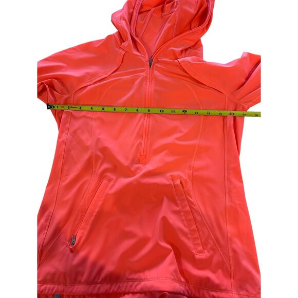 Lululemon Women’s Long Sleeve Hooded 1/2 Zip Popover Jacket Neon Coral Size 4 - Picture 8 of 9